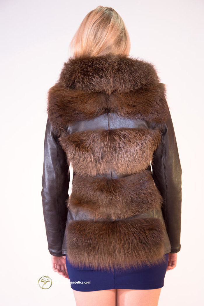 Куртка-трансформер кожаная из меха лисы «Лале»